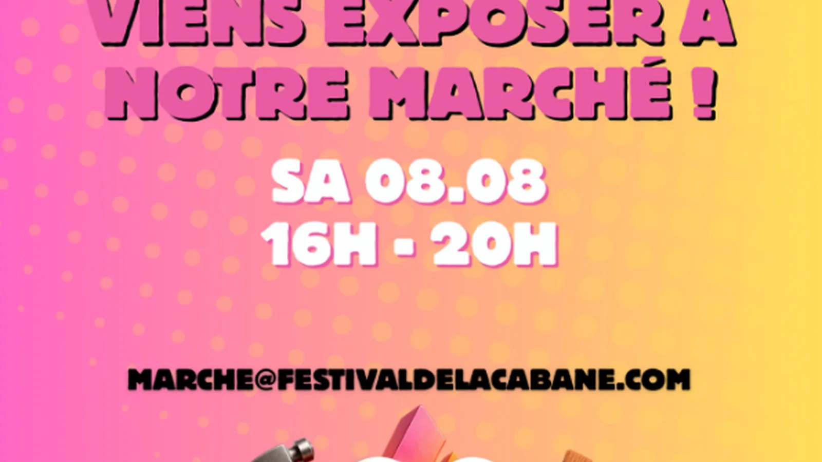 Affiche de Viens nous faire découvrir ta passion en exposant à notre marché des artisans du samedi 8 août !